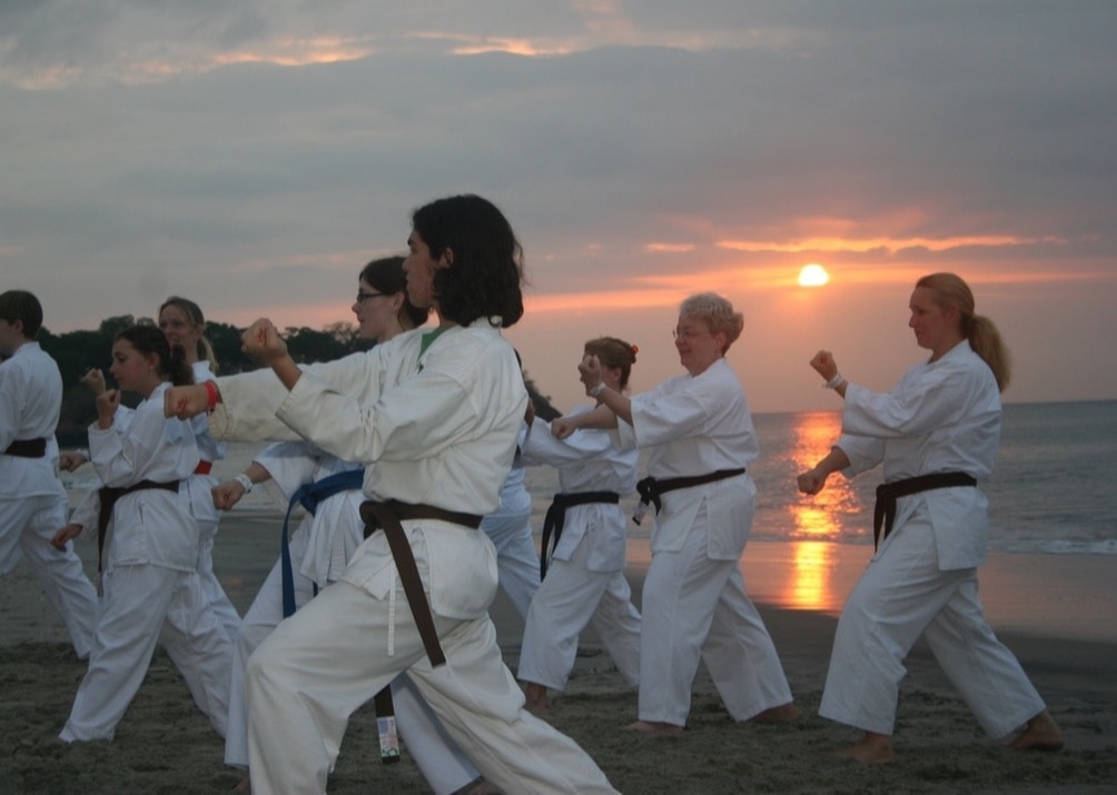 2008 ISKA Panama Camp group training at sunset